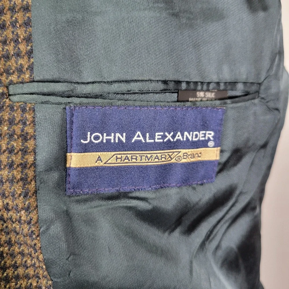 John Alexander Men's Sport Coat‎ Blazer Three Button Poly Wool Silk Brown 44L
